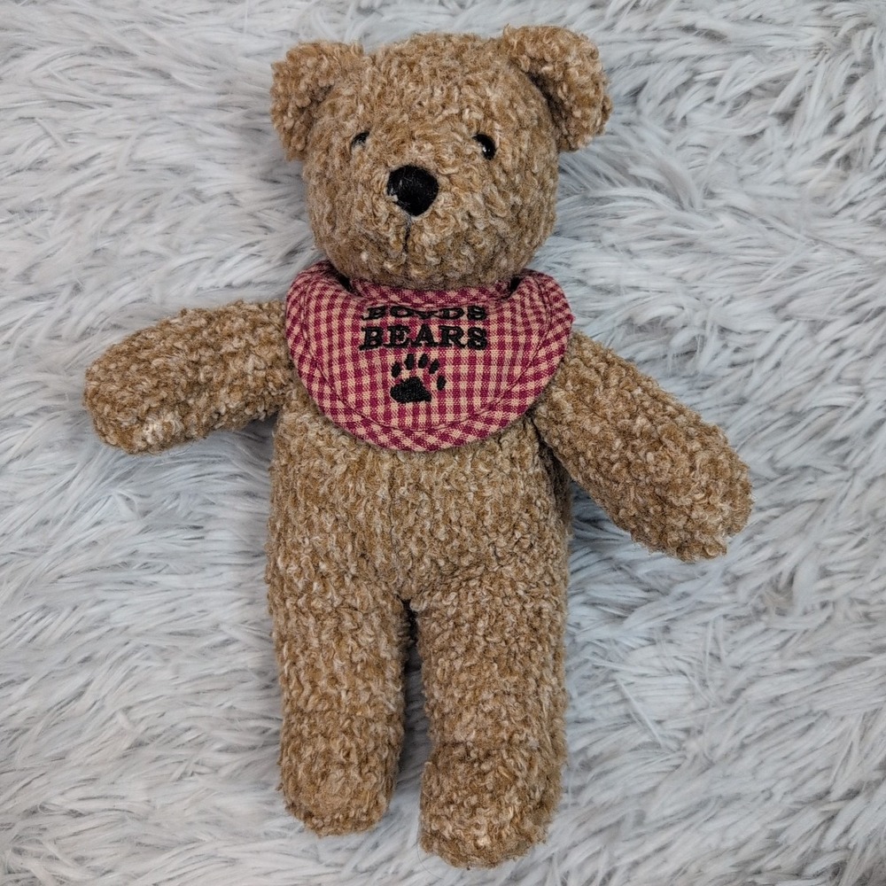 Vintage Boyds Barley Bear Plush Cub 1991 Red Plaid Bib # 1226 Stuffed Animal